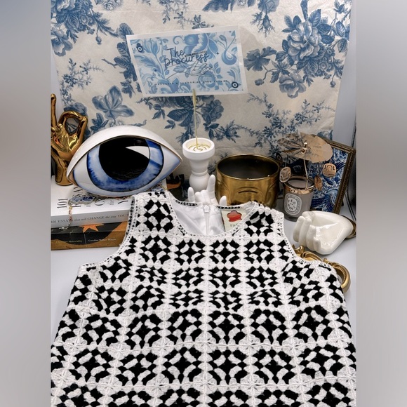 🆕 FARM Rio 🧿 NWOT Patch Crochet Black & White Monochrome Mini Dress - Size S - Picture 2 of 14